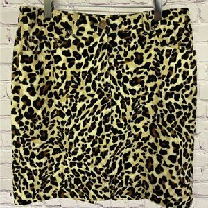 Jones New York Sport Stretch Classic Cheetah Corduroy Preppy Pencil Skirt Size 6